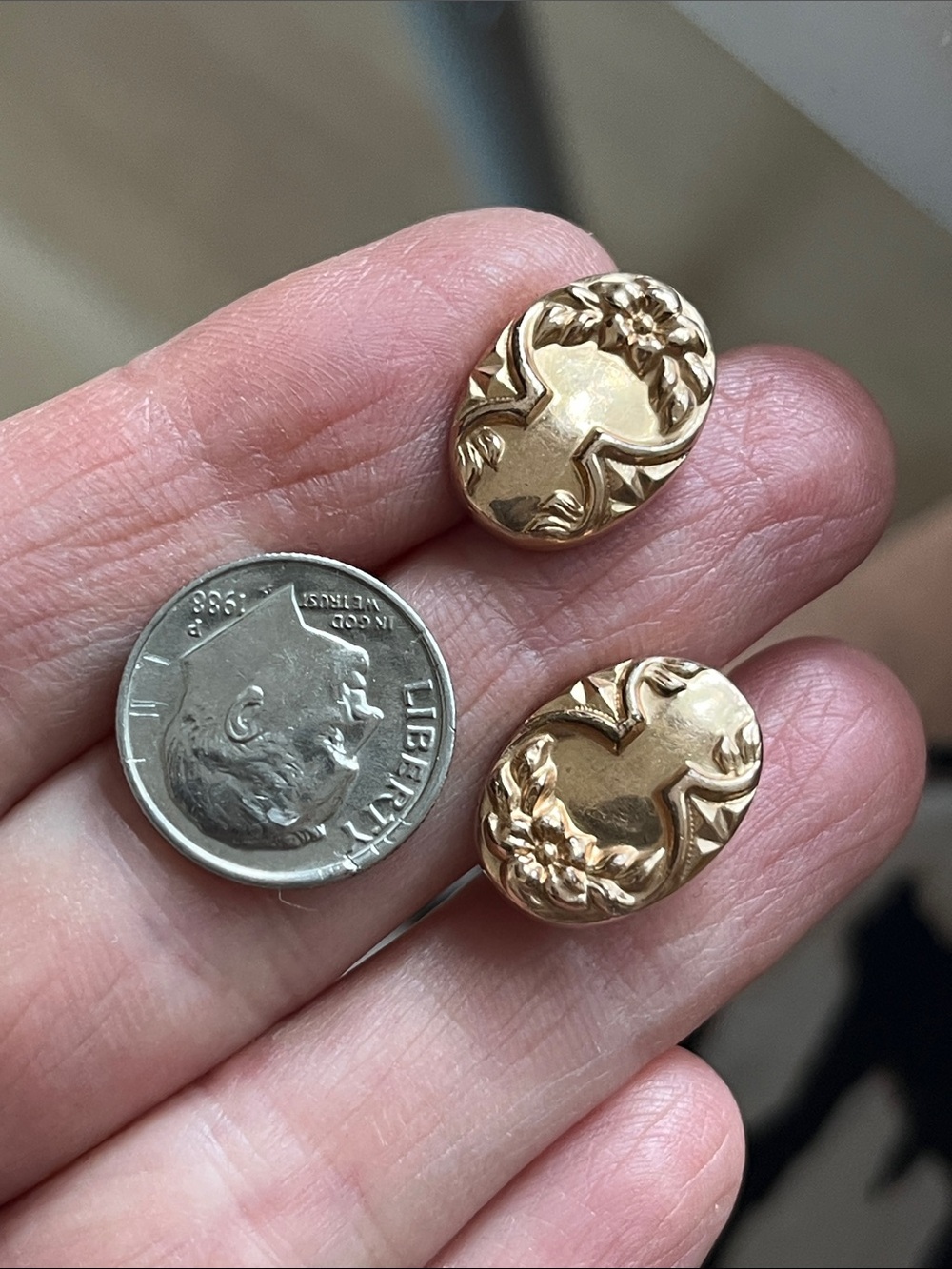 Rosegold filled vintage filigree cufflinks - Picture 4 of 5